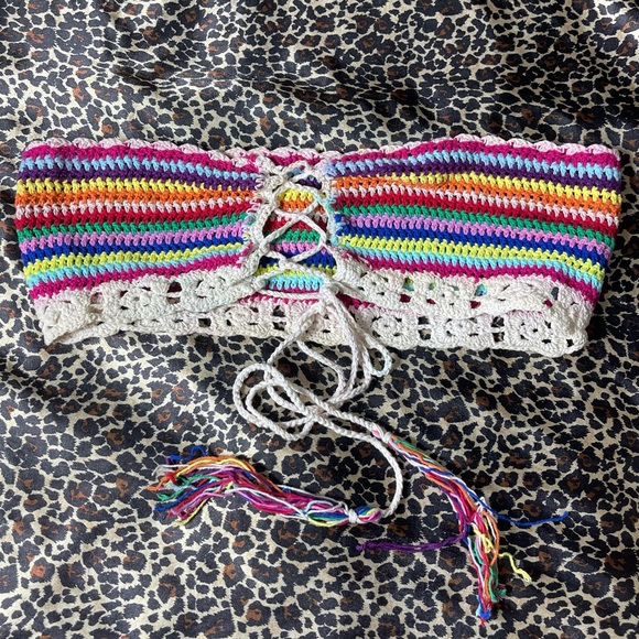 Crochet Rainbow Crop Top - Picture 3 of 7